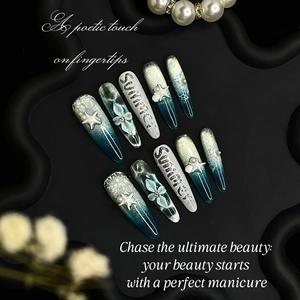 Produits chauds 10 pièces gothique Y2K amande portable oeil de chat Punk métal Style fête ongle autocollant à la main presse sur <span class=keywords><strong>les</strong></span> ongles - Product Image 6