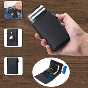 Porte-cartes en cuir véritable 4 pouces avec plusieurs emplacements pour cartes, portefeuille antivol pour homme, usage quotidien - Product Image 1