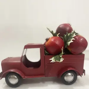 Heißer Verkauf neuer kreativer roter Weihnachts dekorationen basteln Metall-LKW-Modell-Vintage-LKW-Baum