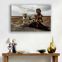 Impression Portrait mur Art décoration peinture léopard fille paysage 3D HD imprimé toile peinture pour la décoration intérieure