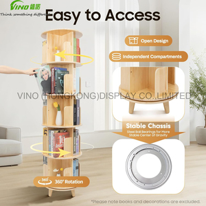 Estantería giratoria de 5 niveles de alta resistencia, estantería de pie de doble cara, estante de almacenamiento, organizador de estantería multifuncional - Product Image 5