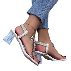 <span class=keywords><strong>Sandalias</strong></span> <span class=keywords><strong>Romanas</strong></span> de Cristal Transparente para Mujer al por Mayor para Verano con <span class=keywords><strong>Plataforma</strong></span> Impermeable Abierta Tacón Grueso y Diseño de Flores - Product Image 3