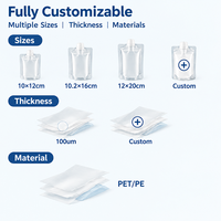 Pochette souple transparente givrée personnalisée avec bec verseur pour emballage, rechargeable, pour shampoing, lotion, gel douche, liquides, sacs plastiques OEM