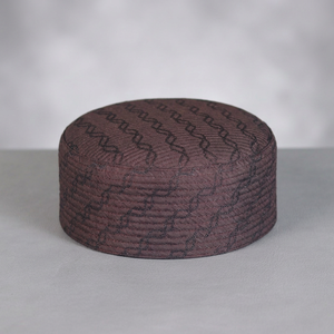 Chapeau de prière islamique pour homme, brodé, rayé, rond, style Kufi, Topi ethnique musulman pour usage quotidien - Product Image 3