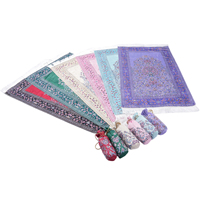 Ensemble cadeau de tapis de prière moderne en soie glacée lavable, avec sac rond, tapis musulman imprimé fabriqué à la machine pour la maison et les voyages