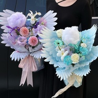 Nouveau bouquet de fleurs créatif avec oiseau et ciel en forme d'aile Emballage en papier Fleur Papier d'emballage Fleur Art Store Vente en gros