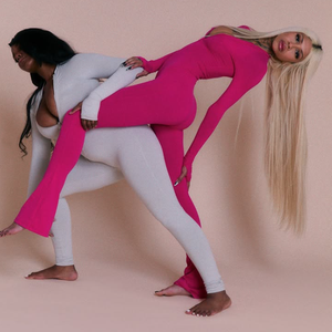 Langarm Reiß verschluss <span class=keywords><strong>One</strong></span> Piece Gym Yoga Damen Overalls Custom Workout Spandex Jumps uit Frauen Bodycon Flared Stram pler - Product Image 1