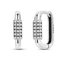 Boucles d'oreilles en argent sterling 925 Trendy Column Stone Rectangular Ear Clip Hoop avec Zircon Stone