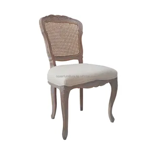 Shabby Chic French Furniture Antique Hand Carved Wooden Cane Back Dining Chair