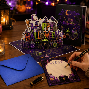 New Halloween-themed horror party <b>beer</b> skull head pumpkin 3D pop-up greeting card with enveloped greeting card - Product Image 2