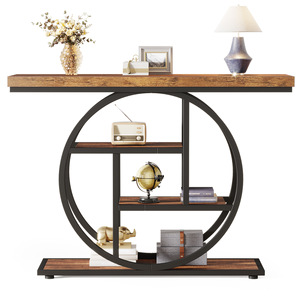 Custom 5 Tier Modern <strong>Storage</strong> <strong>Console</strong> <strong>Table</strong> <strong>with</strong> Charging Station Industrial <strong>Narrow</strong> Sofa Entryway Furniture for Bedroom - Product Image 5