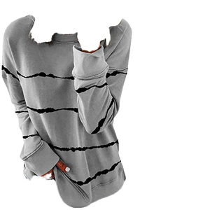 Sudadera Casual para Mujer, Impresión Digital Personalizada, Ecológica, Transpirable, Corte Holgado, Rayas, Otoño-Invierno - Product Image 4