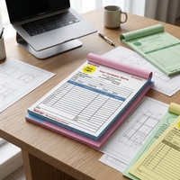 Facturadores Personalizados con Diseño Gratuito, Recibos Pequeños, Encuadernación de 2 o 3 Capas, NCR Triple para Negocios, 8.5 x 5.5, A4, A5, A6, Duplicados sin Carbón