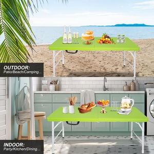 โต๊ะรับประทานอาหารพับได้แบบพกพา4/6/8ฟุตเก้าอี้โต๊ะรับประทานอาหารน้ำหนักเบาเหล็กพลาสติกสีส้มเฟอร์นิเจอร์กลางแจ้งกันน้ำทนทานวางซ้อนกันได้ - Product Image 6