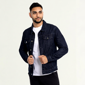 Veste en jean délavé pour homme, col rabattu, simple boutonnage, style décontracté, coupe classique, pour l'automne, en coton, en vente - Product Image 1