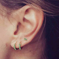 Boucles d'oreilles clous LOZRUNVE en argent sterling 925 plaqué or 14k et or 18k avec zircon et double pierre de saphir coloré