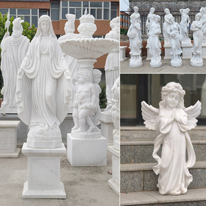 Escultura de Mármol Blanco de la Virgen María y el Niño Jesús, Tallada a Mano, Acabado Pulido - Product Image 6