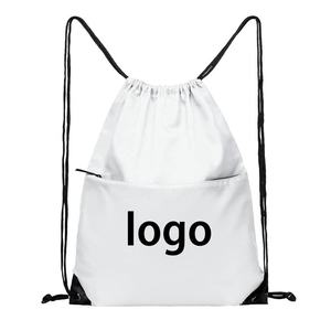 Hot Sports Fitness <b>Ladies</b> Men's Nylon Polyester Large Size Waterproof White <b>Backpack</b> With Zipper Football Drawstring <b>Bag</b> - Product Image 1