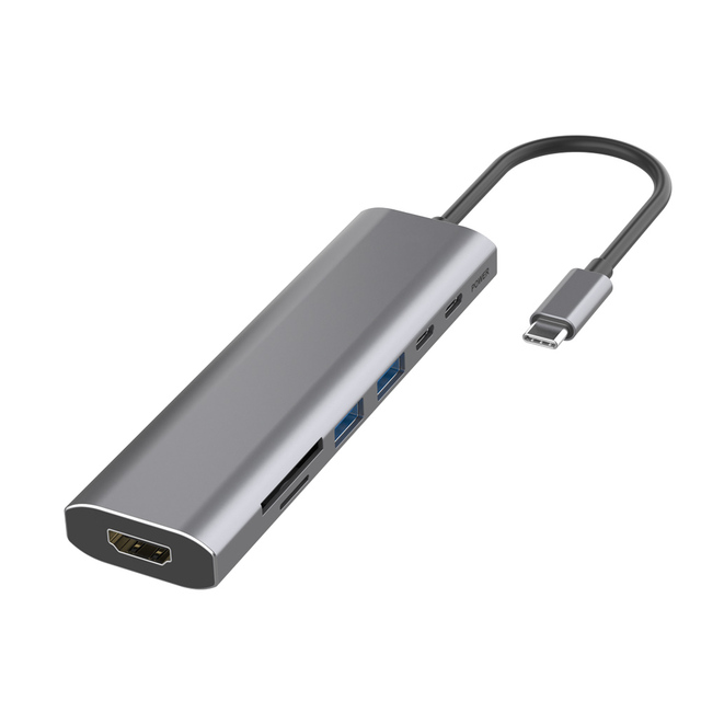 OEM ODM Multiport Type-C Hub 7 in 1 USB C Docking Station for Computer Laptop