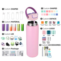 Bouteille isotherme classique en acier inoxydable de 24 oz, maintien thermique 12-24h, sans BPA, anti-fuite, avec couvercle à clapet, écologique