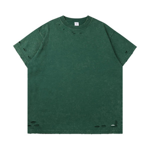 T-shirt en batik de style américain old school pour hommes, 300g, lavage lourd, tricoté, ample, manches courtes, t-shirt d'Halloween - Product Image 2