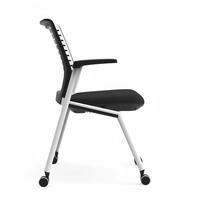 Chaise de séminaire moderne pliable et mobile avec accoudoir fixe et dossier respirant, idéale pour la formation et le bureau