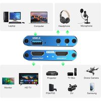Tarjeta Capturadora de Video USB 3.0 4K 1080p HDTV para Teléfono Móvil, Laptop, Tablet, Transmisión en Vivo de Juegos, Grabación HDTV