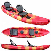 Kayak de pêche familial 2 + 1 pour loisirs, canoë en plastique, siège double, 3 personnes assis sur le toit, OEM et ODM