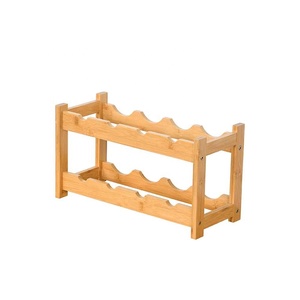 Estante de vino de bambú para muebles de sala de estar de cocina independiente de estilo minimalista de 2 niveles gratis con hueco para 24 botes - Product Image 2