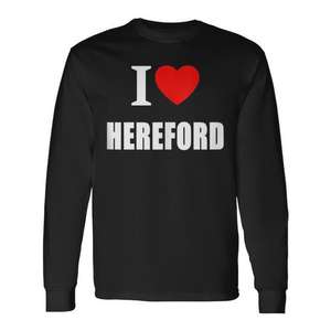T-shirt à manches longues I Love Hereford, cadeau souvenir pour les fans - Product Image 1