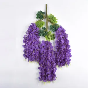 ดอกวิสทีเรียสีม่วงทำมือจากผ้าไหม 3 กิ่ง ยาว 110 ซม. ของตกแต่งแขวนประดับบ้าน สวน สำหรับวันขอบคุณพระเจ้า - Product Image 4