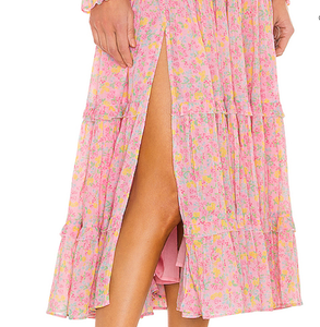 Delle donne di Estate 2021 Chiffon Retro Boho Stampa Floreale del Vestito Casuale Off Spalla Manica Lunga Maxi Vestito - Product Image 6