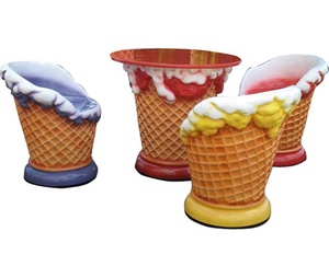 Scultura Moderna in Fibra di Vetro per Decorazione Esterna, <span class=keywords><strong>Tavolo</strong></span> e Sedie di Grandi Dimensioni, Scultura in Resina a Forma di Gelato - Product Image 2