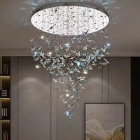 Lustre suspendu moderne personnalisé en cristal K9 et acier inoxydable, lampe LED à intensité variable et économe en énergie