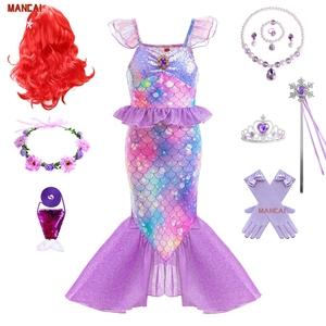 Mermaid Dress Birthday Girl Princess Ariel Costume Kids Halloween Cosplay Children Birthday Party <strong>Clothes</strong> - Product Image 1