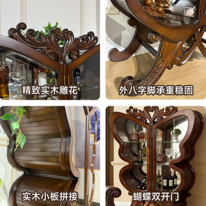 Mobile Porta Vini in Stile Americano, Vetrina Vintage per Ristorante, Mobile Porta Vini in Legno Massello e Vetro in Stile Europeo per Uso Domestico - Product Image 3