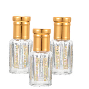 Flacon roll-on en verre doré octogonal de qualité supérieure, 3 ml, 6 ml, 12 ml, pour huiles essentielles et cosmétiques, motif feuille, pour parfum - Product Image 1