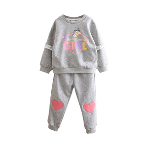 Ensemble 2 pièces pour <span class=keywords><strong>fille</strong></span>, style décontracté d'automne, <span class=keywords><strong>licorne</strong></span> de dessin animé, <span class=keywords><strong>pull</strong></span> et pantalon en coton respirant - Product Image 1