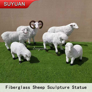 تمثال كبير مخصص بالحجم الطبيعي من الألياف الزجاجية للأغنام محاكاة واقعية للنحت الحيواني لتزيين الحديقة - Product Image 2