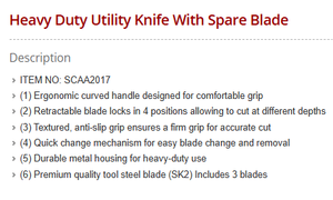 มีดอเนกประสงค์ <span class=keywords><strong>TOPTUL</strong></span> SCAA2017 สำหรับงานหนัก ด้ามจับโค้งตามหลักสรีรศาสตร์ พร้อมระบบล็อค 4 ระดับ ด้ามจับกันลื่น เปลี่ยนใบมีดได้รวดเร็ว - Product Image 6