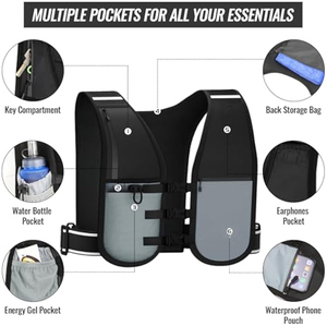 Running Vest with Water <strong>Bottle</strong>, Lightweight and Reflective Running <strong>Phone</strong> <strong>Holder</strong> Vest, Breathable Hydration Running Vest