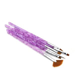 Ensemble de 6 pinceaux à ongles en acrylique avec manche en cristal, pinceaux professionnels pour le dessin d'art sur les ongles, extension et manucure - Product Image 2
