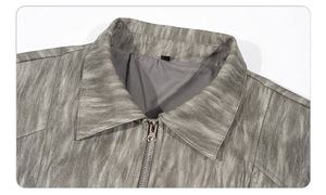 แจ็คเก็ตบอมเบอร์ผู้ชาย ดีไซน์วินเทจ ป้องกันลมหนาว หนังเทียม สไตล์สตรีทแวร์ เสื้อคลุมด้านนอก ปรับแต่งได้ บริการ OEM แบบเรียบง่าย สไตล์คนเมือง - Product Image 4