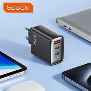 Toocki 67Wชาร์จความเร็วสูงHub Gan 65W USB Cเครื่องชาร์จ 3 พอร์ตPd 100WประเภทCจอแสดงผลดิจิตอลสําหรับชาร์จIphone