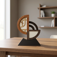 Sculpture géométrique moderne en bois, design abstrait rond, pièce d'art décorative pour la maison, artisanat tribal fait main, soudé