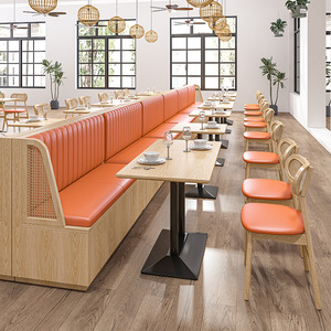 Divani a panca in legno massello in stile rustico, famosi su Internet, per ristoranti, negozi di dessert e bubble tea, arredamento per caffè e ristoranti - Product Image 2