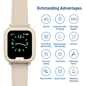 Montre intelligente pour personnes âgées IP67 4G avec longue durée de vie de la batterie, détection de chute, alarme SOS et surveillance de la santé, montre de télésanté - Product Image 2