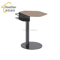 Table d'appoint moderne de haute qualité et bon marché pour salon, en cuir orange selle, métal, petite table d'angle pour ordinateur portable