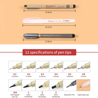 Stylo feutre fin de haute qualité Giorgione, couleur noire, ensemble de marqueurs artistiques, encre à base d'eau, pointe fine, stylo à pointe aiguille noire