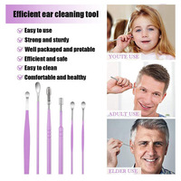 Kit de nettoyage d'oreilles en spirale OEM personnalisé 6 pièces, brosse de nettoyage en acier inoxydable, cuillère à cérumen avec boîte de rangement en cuir